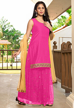 Embroidered Cotton Pakistani Suit in Pink