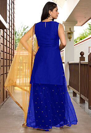 Embroidered Cotton Pakistani Suit in Royal Blue