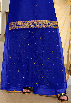 Embroidered Cotton Pakistani Suit in Royal Blue