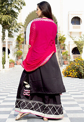 Embroidered Cotton Rayon Pakistani Suit in Black
