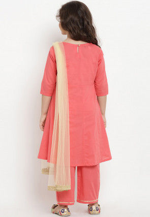 Embroidered Cotton Rayon Pakistani Suit in Peach