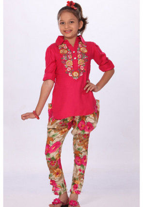 Embroidered Cotton Salwar Set in Red