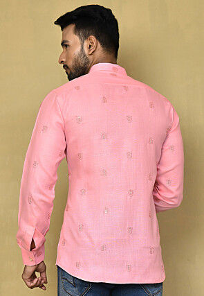 Embroidered Cotton Shirt in Pink