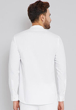 Embroidered Cotton Short Kurta in White