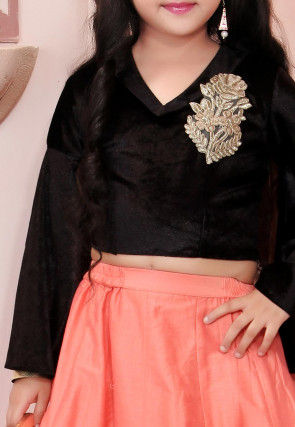 Embroidered Cotton Silk Lehenga in Peach