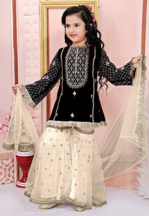 Embroidered Cotton Silk Pakistani Suit in Black