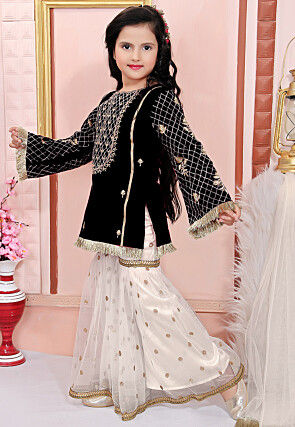 Embroidered Cotton Silk Pakistani Suit in Black