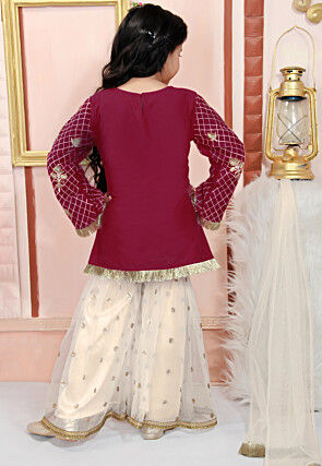 Embroidered Cotton Silk Pakistani Suit in Maroon