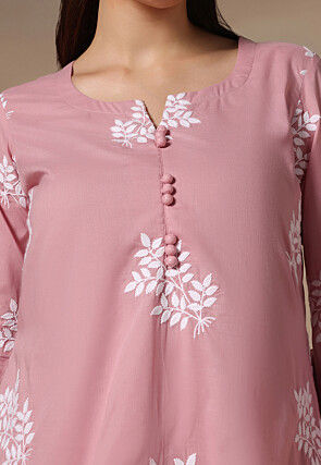 Embroidered Cotton Silk Pakistani Suit in Peach