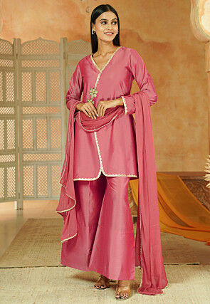 Embroidered Cotton Silk Pakistani Suit in Pink