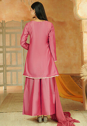 Embroidered Cotton Silk Pakistani Suit in Pink