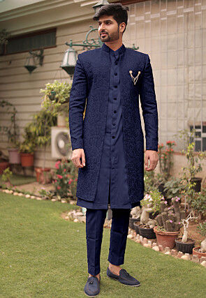Men s Blue Sherwani Buy Latest Men s Ethnic Wear Online Utsav Fashion