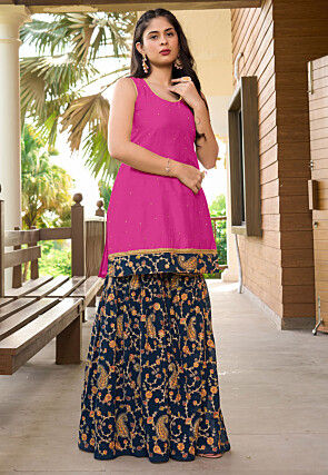 Embroidered Cotton Silk Straight Kurta Set in Pink