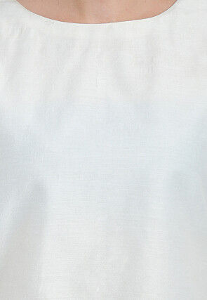 Embroidered Cotton Silk Top in Off White