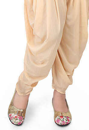 Embroidered Cotton Silk Top with Dhoti Pant in Orange and Pink