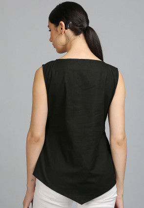 Embroidered Cotton Top in Black