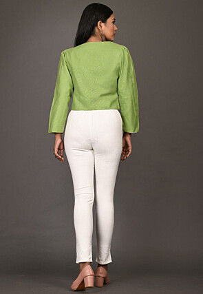 Embroidered Cotton Top in Light Green