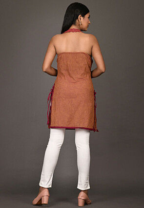 Embroidered Cotton Tunic in Brown