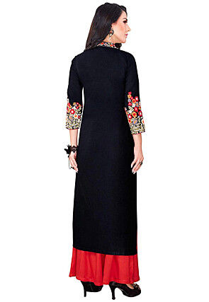 Embroidered Cotton Viscose Pakistani Suit in Black