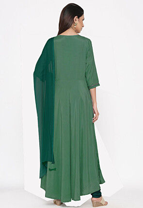 Embroidered Crepe Anarkali Suit in Sky Blue