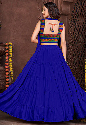 Embroidered Crepe Lehenga in Royal Blue