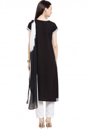 Embroidered Crepe Pakistani Suit in Black