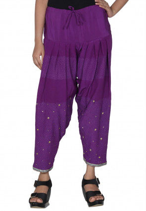 Embroidered Crepe Salwar in Purple