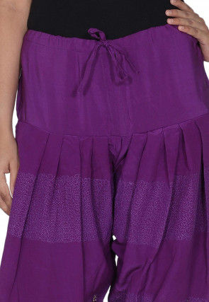 Embroidered Crepe Salwar in Purple