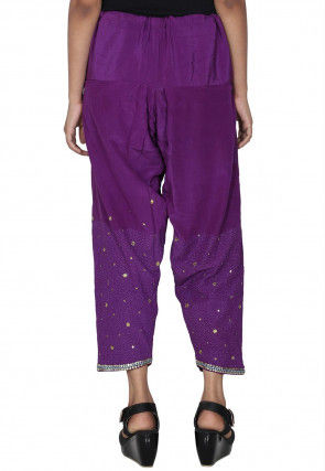 Embroidered Crepe Salwar in Purple