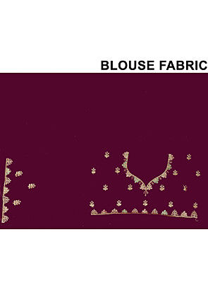 Embroidered Crepe Saree in Wine