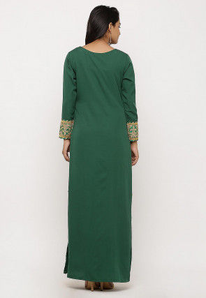 Embroidered Crepe Straight Kurta in Green