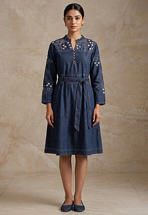 denim indo western dresses Laura Denim Maxi Dress