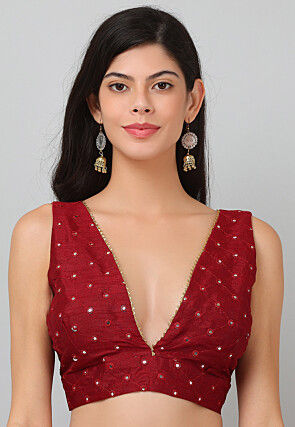 Silk Red Deep Neck Gota Blouse, Size: 32 at Rs 250/piece in