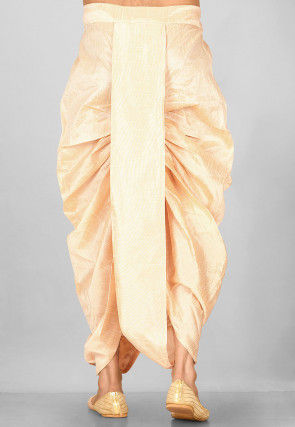 Embroidered Dupion Silk Dhoti in Light Beige