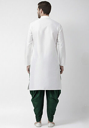 Embroidered Dupion Silk Dhoti Kurta in White