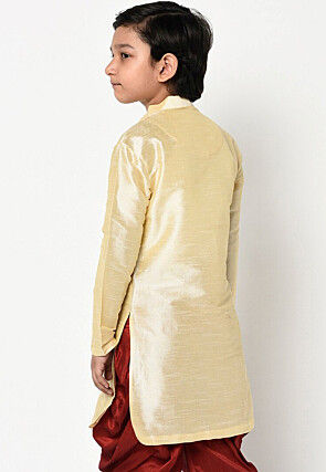 Embroidered Dupion Silk Kurta in Cream