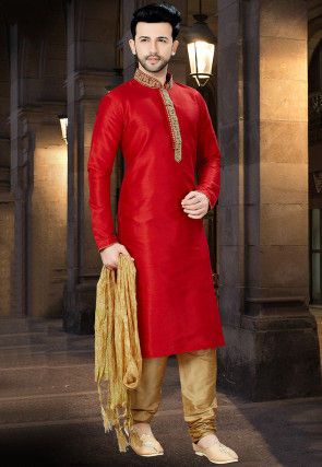 Maroon Kurta Dhupion Silk Payjama