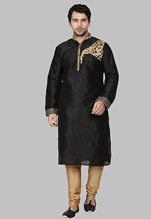 Black dupion ethnic wear set discount