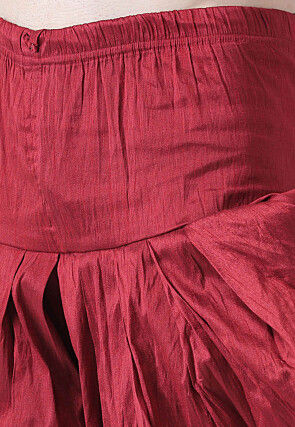 Embroidered Dupion Silk Kurta Set in Dark Green