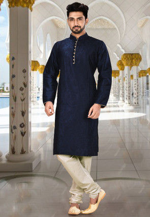 100 % Cotton Embroidered Traditional Mens Kurta Pajama India Clothes 