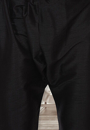 Embroidered Dupion Silk Kurta Set in Orange