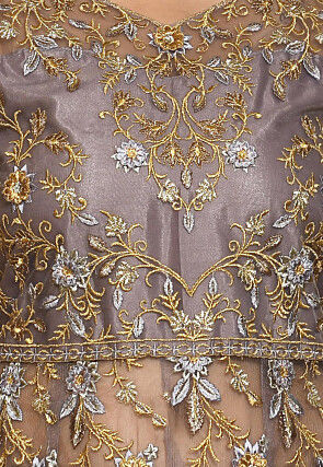 Embroidered Dupion Silk Lehenga in Lilac