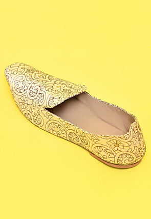 Embroidered Dupion Silk Men Loafer in Light Beige