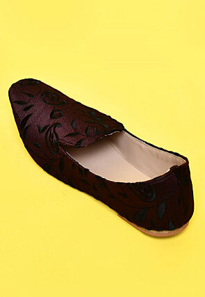 Embroidered Dupion Silk Men Loafer in Wine