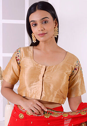 Embroidered DupionBlouse in Golden