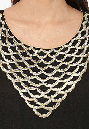 Embroidered Georgette A Line Suit in Black