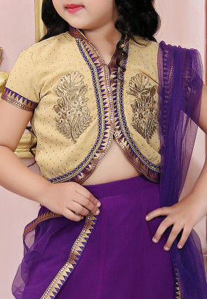 Embroidered Georgette Lehenga in Purple