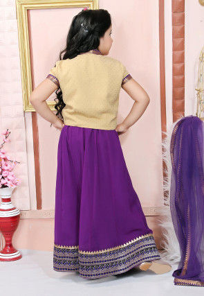 Embroidered Georgette Lehenga in Purple