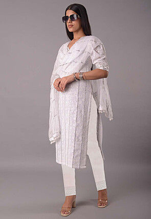 Embroidered Georgette Pakistani Suit in White