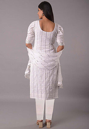 Embroidered Georgette Pakistani Suit in White